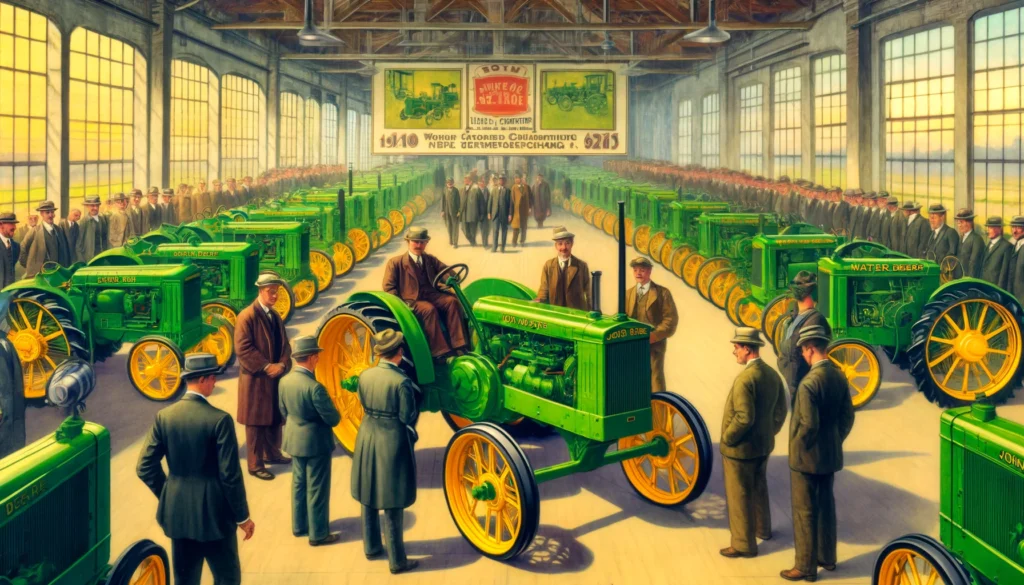 1918: John Deere enters the tractor business by acquiring the Waterloo Gasoline Engine Company, which made the popular Waterloo Boy tractors.